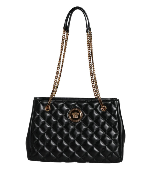 Versace Black Quilted Nappa Leather Shoulder Chain Strap Bag - Walk-In Closet