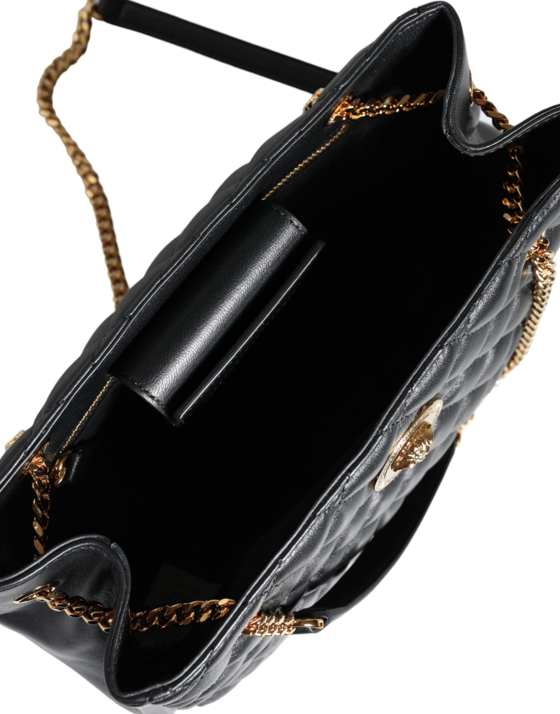 Versace Black Quilted Nappa Leather Shoulder Chain Strap Bag - Walk-In Closet