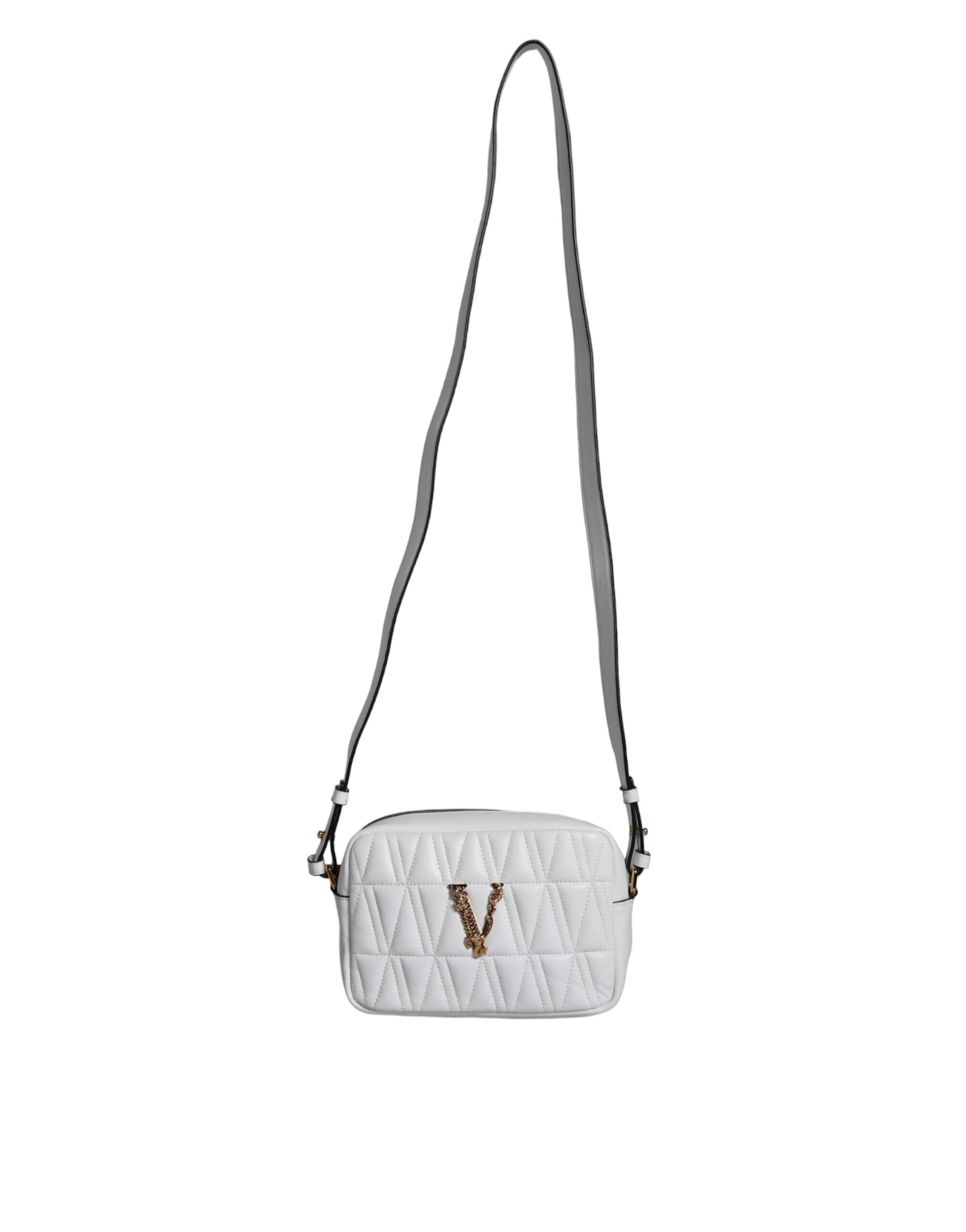Versace White Quilted Nappa Leather Crossbody Shoulder Bag - Walk-In Closet