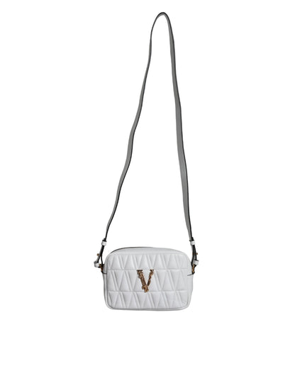 Versace White Quilted Nappa Leather Crossbody Shoulder Bag - Walk-In Closet