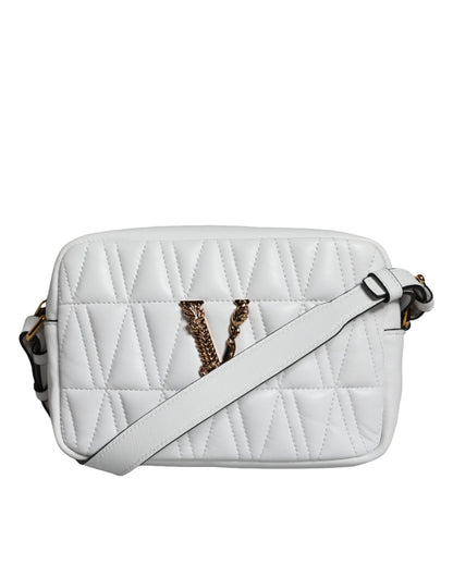 Versace White Quilted Nappa Leather Crossbody Shoulder Bag - Walk-In Closet