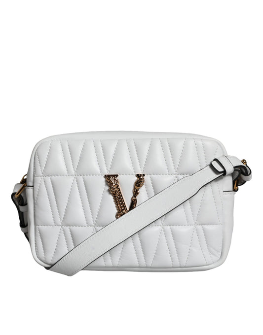 Versace White Quilted Nappa Leather Crossbody Shoulder Bag - Walk-In Closet