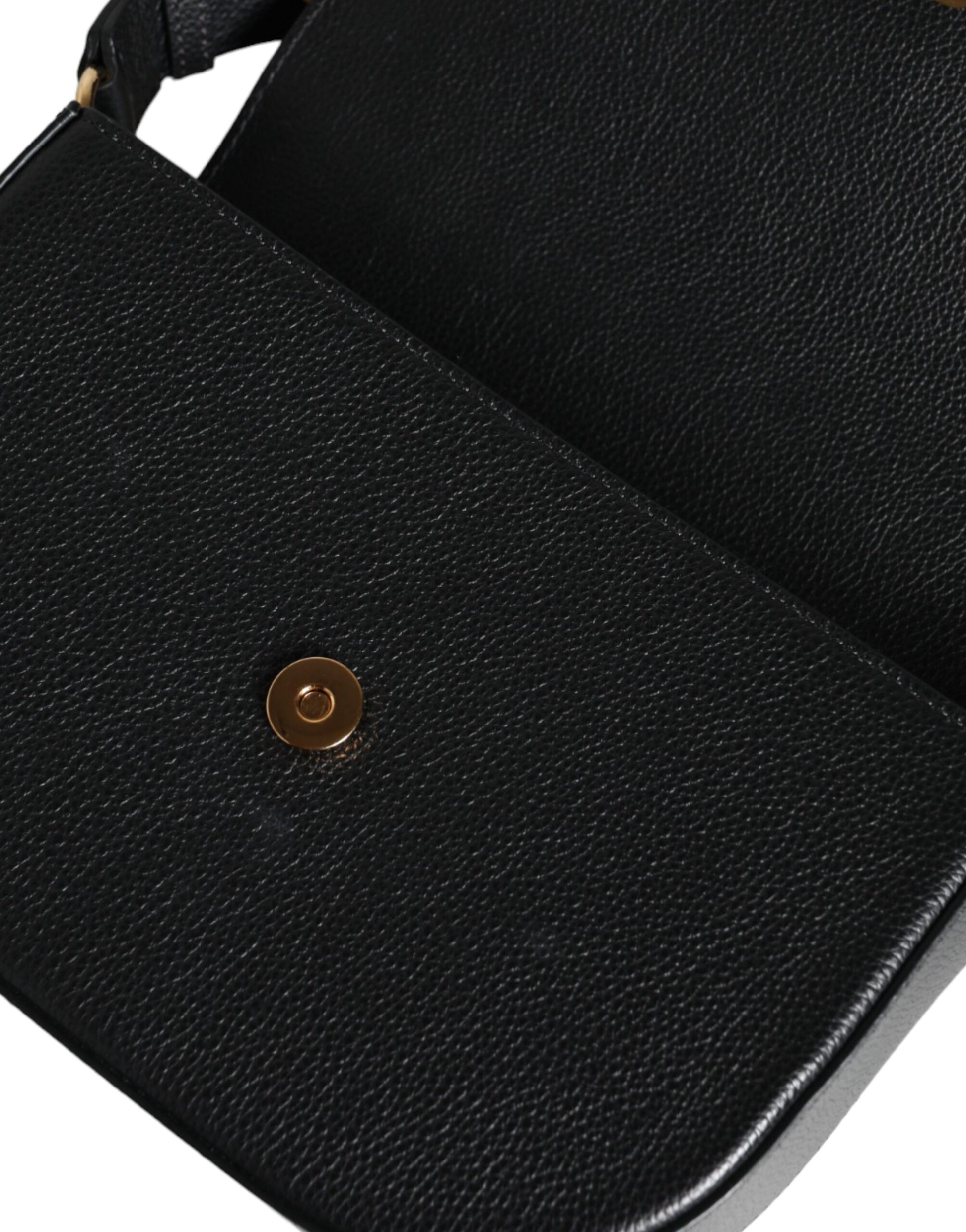 Versace Black Grainy Calf Leather Logo Crossbody Shoulder Bag - Walk-In Closet