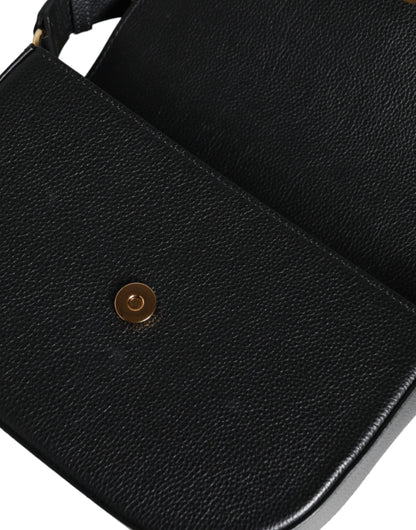 Versace Black Grainy Calf Leather Logo Crossbody Shoulder Bag - Walk-In Closet