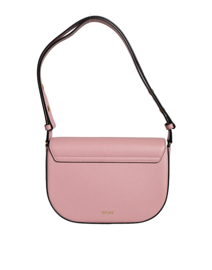 Versace Pink Grainy Calf Leather Logo Crossbody Shoulder Bag - Walk-In Closet