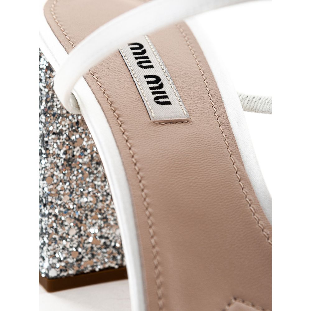 Miu Miu White Silk Sandal - Walk-In Closet