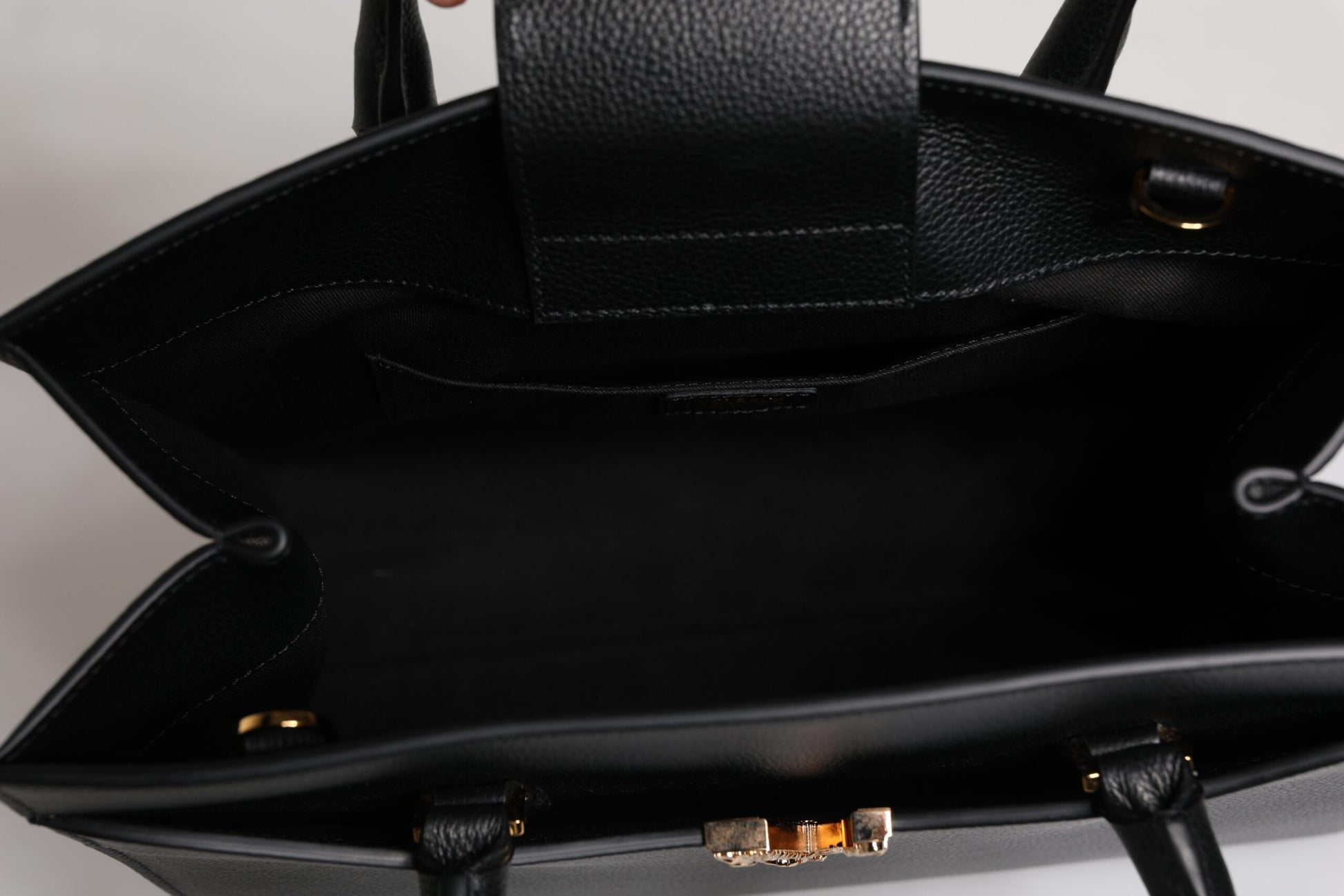 Versace Black Large Leather Top Handle Shoulder Crossbody Bag - Walk-In Closet
