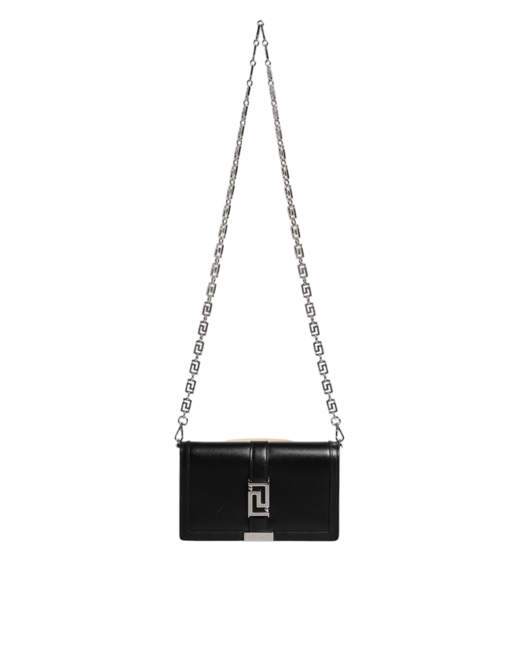 Versace Black Calfskin Leather Chain Strap Shoulder Crossbody Bag - Walk-In Closet