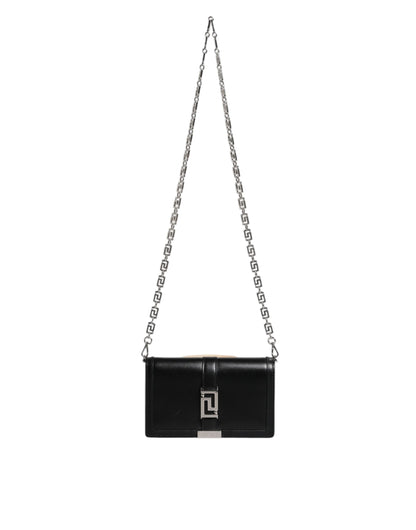 Versace Black Calfskin Leather Chain Strap Shoulder Crossbody Bag - Walk-In Closet