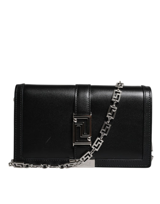 Versace Black Calfskin Leather Chain Strap Shoulder Crossbody Bag - Walk-In Closet