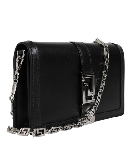 Versace Black Calfskin Leather Chain Strap Shoulder Crossbody Bag - Walk-In Closet