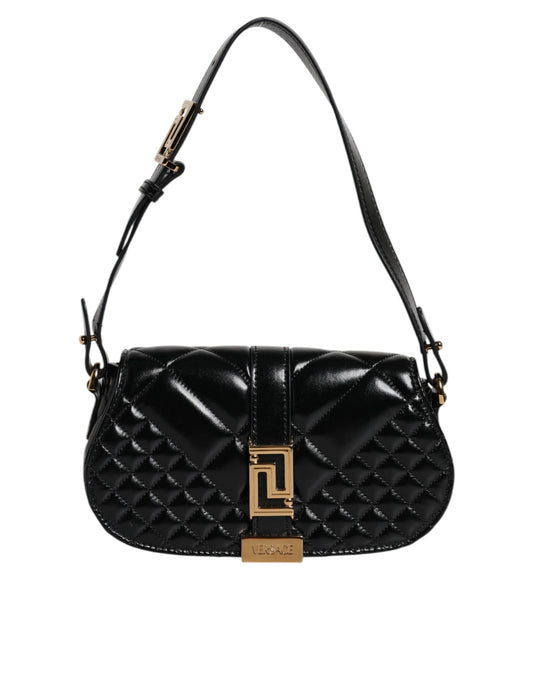 Versace Black Calf Leather Quilted Shoulder Strap Bag - Walk-In Closet