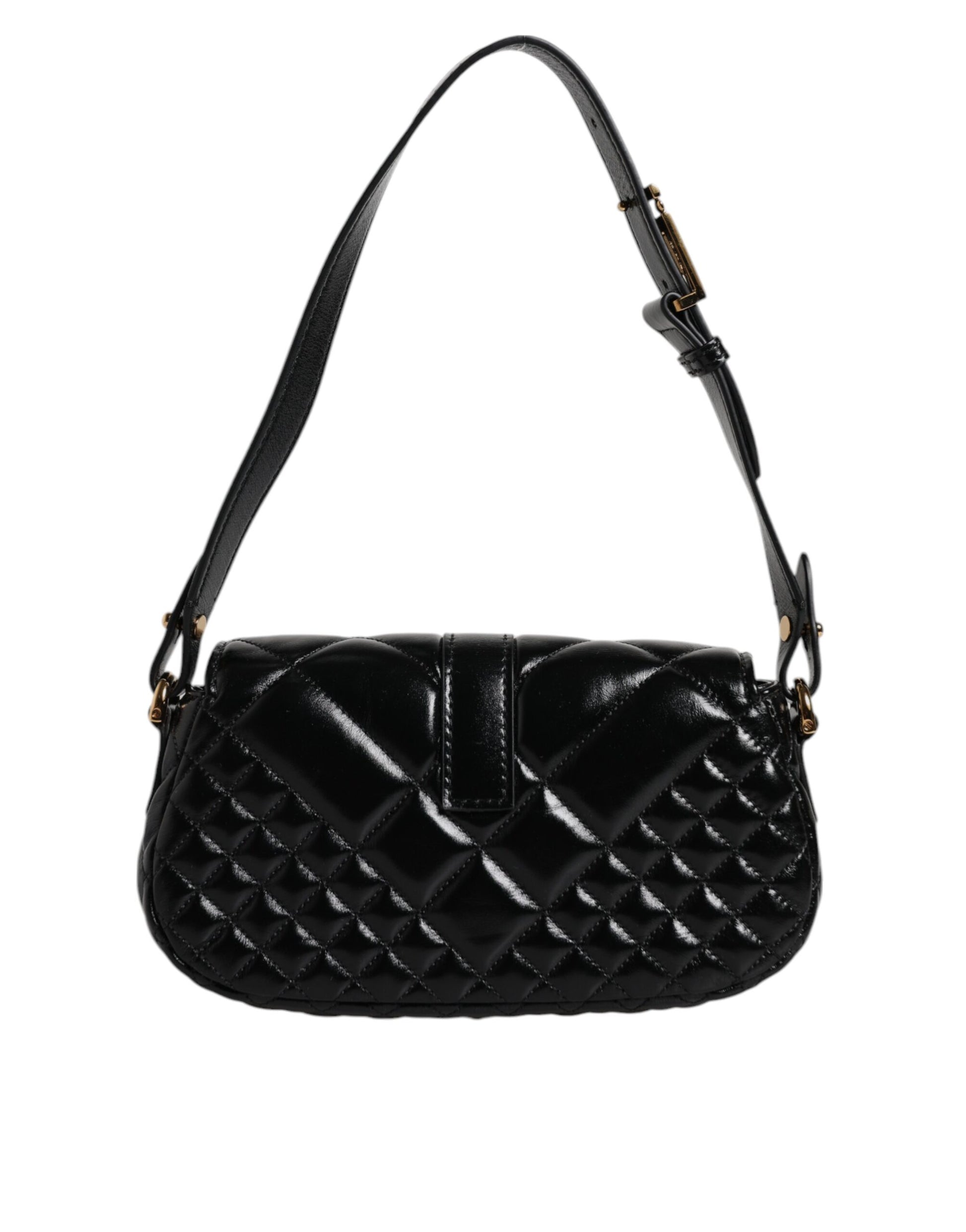 Versace Black Calf Leather Quilted Shoulder Strap Bag - Walk-In Closet