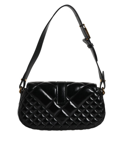 Versace Black Calf Leather Quilted Shoulder Strap Bag - Walk-In Closet