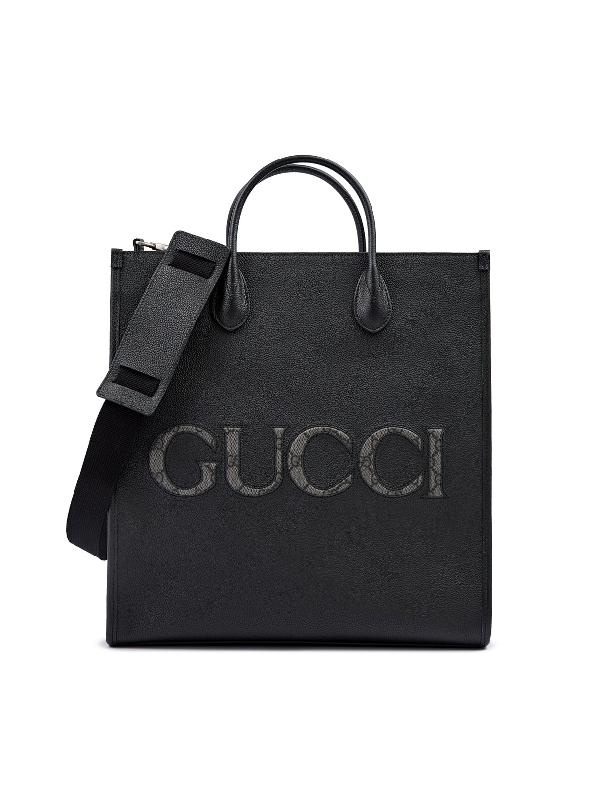 Gucci Black Leather Logo Medium Tote Bag - Walk-In Closet