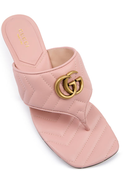 Gucci Mystic Pink Nappa Charlotte Leather Sandals - Walk-In Closet