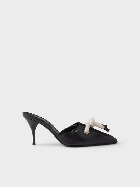 Prada Black Nappa Leather Rope Detail  Sandals - Walk-In Closet