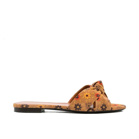 Saint Laurent Bianca Knotted Suede Slides - Walk-In Closet