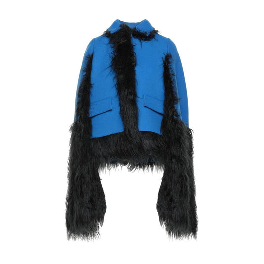 Faux Fur Trimmed Cape Jacket - Walk-In Closet